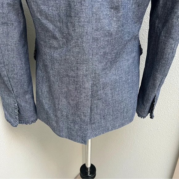 NWOT J. Crew Regent Blazer Blue Chambray Ruffled Trim Classic Preppy Women’s 4 - Picture 10 of 14